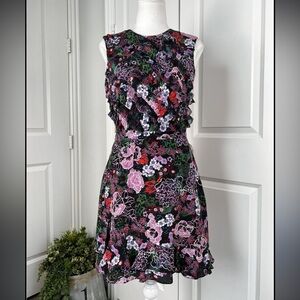 SALONI Silk Ruffle Floral Print Dress size US 6 (uk 10)